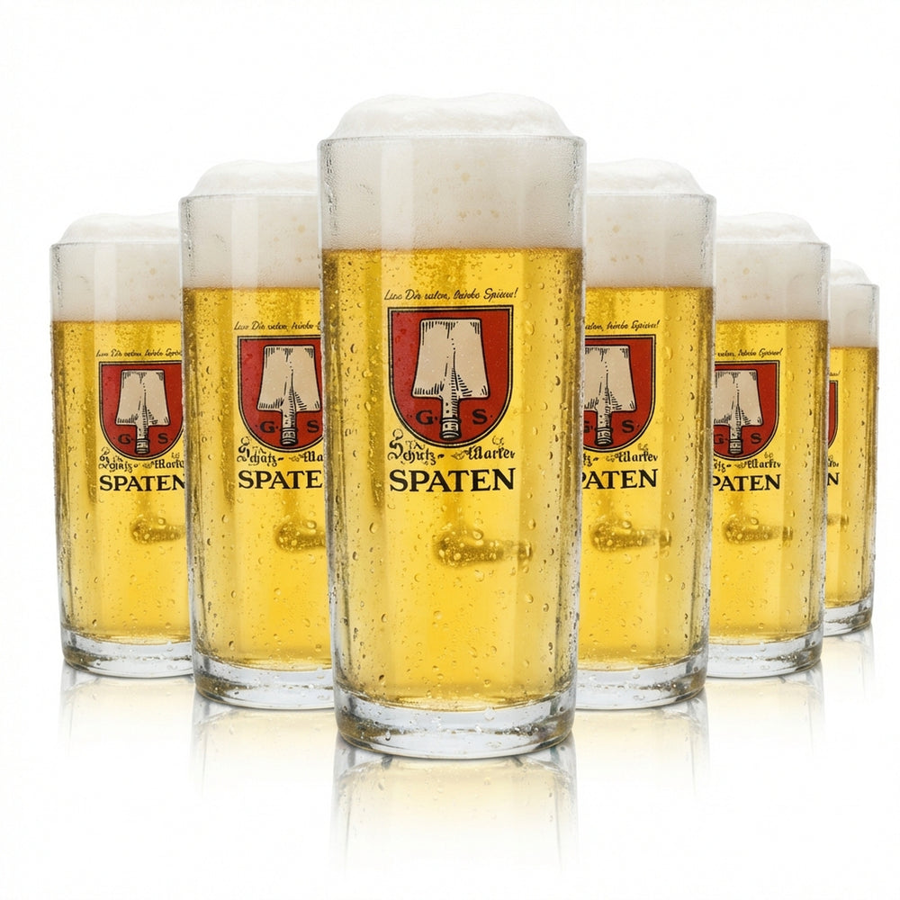 6x Spade Glass 0.5l Beer Mug Tankard Seidel Contour Relief Glasses Bavaria Gastro