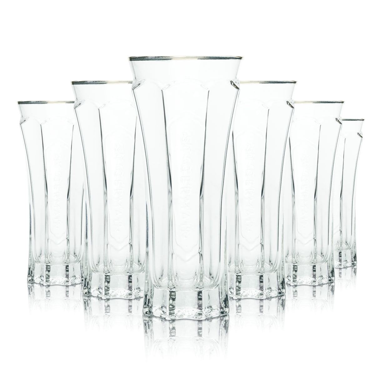 6x St. Germain Glass 0.3l Gold Rim Contour Long Drink Cocktail Glasses Gastro Bar