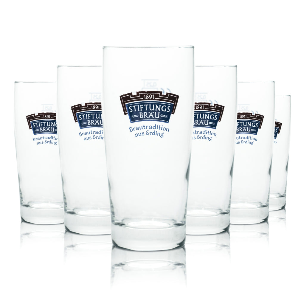 6x Stiftungsbräu glass 0.25 l beer mug glasses Pilsner mug trophy Erding brewery