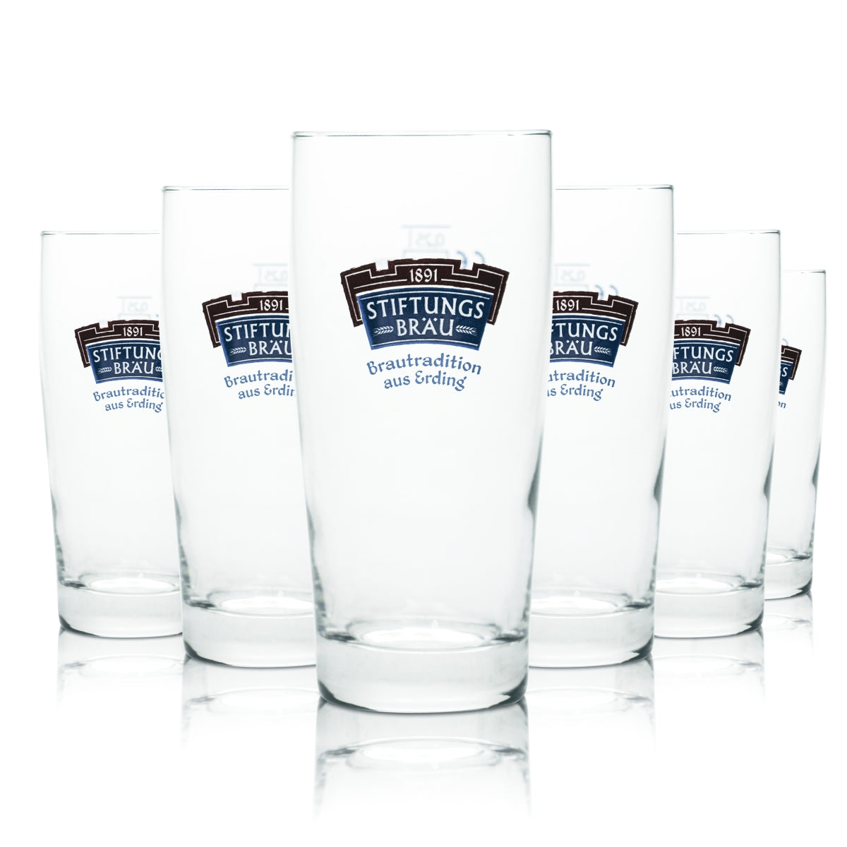 6x Stiftungsbräu glass 0.25 l beer mug glasses Pilsner mug trophy Erding brewery