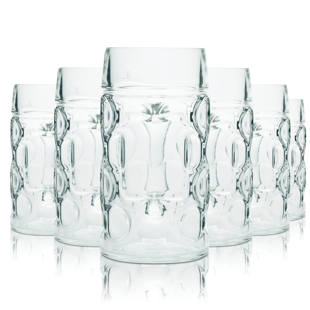 6 Stölzle 1.0-liter Isar Seidel Beer Mugs