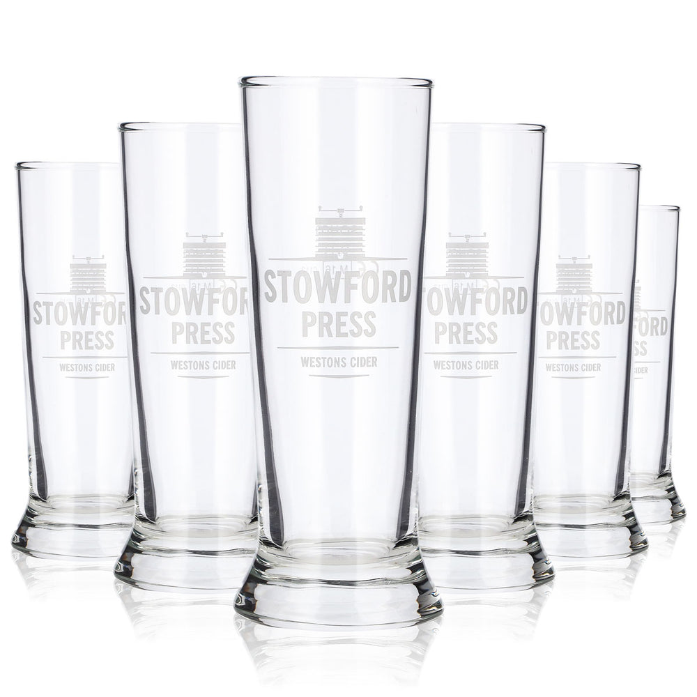 6 Stowford Cider Glasses, 0.1 L, Long Drink, Cream