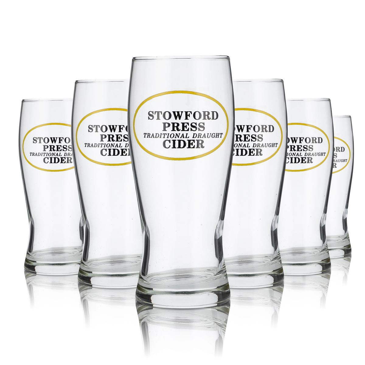6x Stowford Press Glass 0.25l Irish Cider Half Pint Beer Glass Set Brewery UK