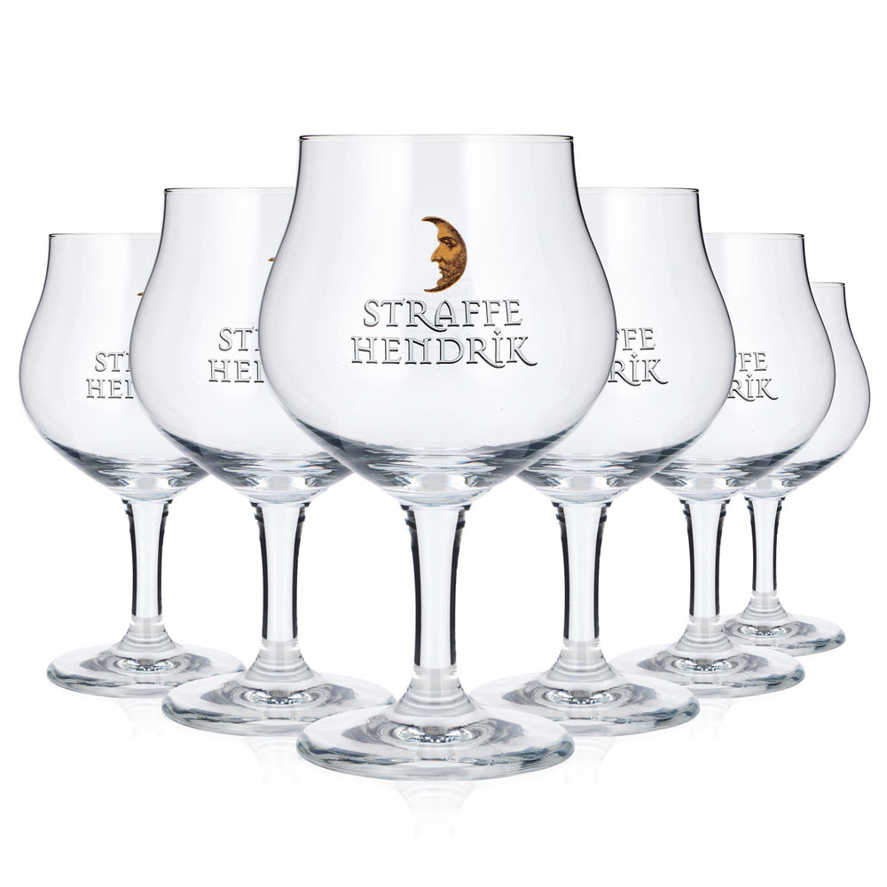 6 Straffe Hendrik Beer Glasses, 0.57 L, Goblet-Style, Half-Moon Shape (Set of 6)