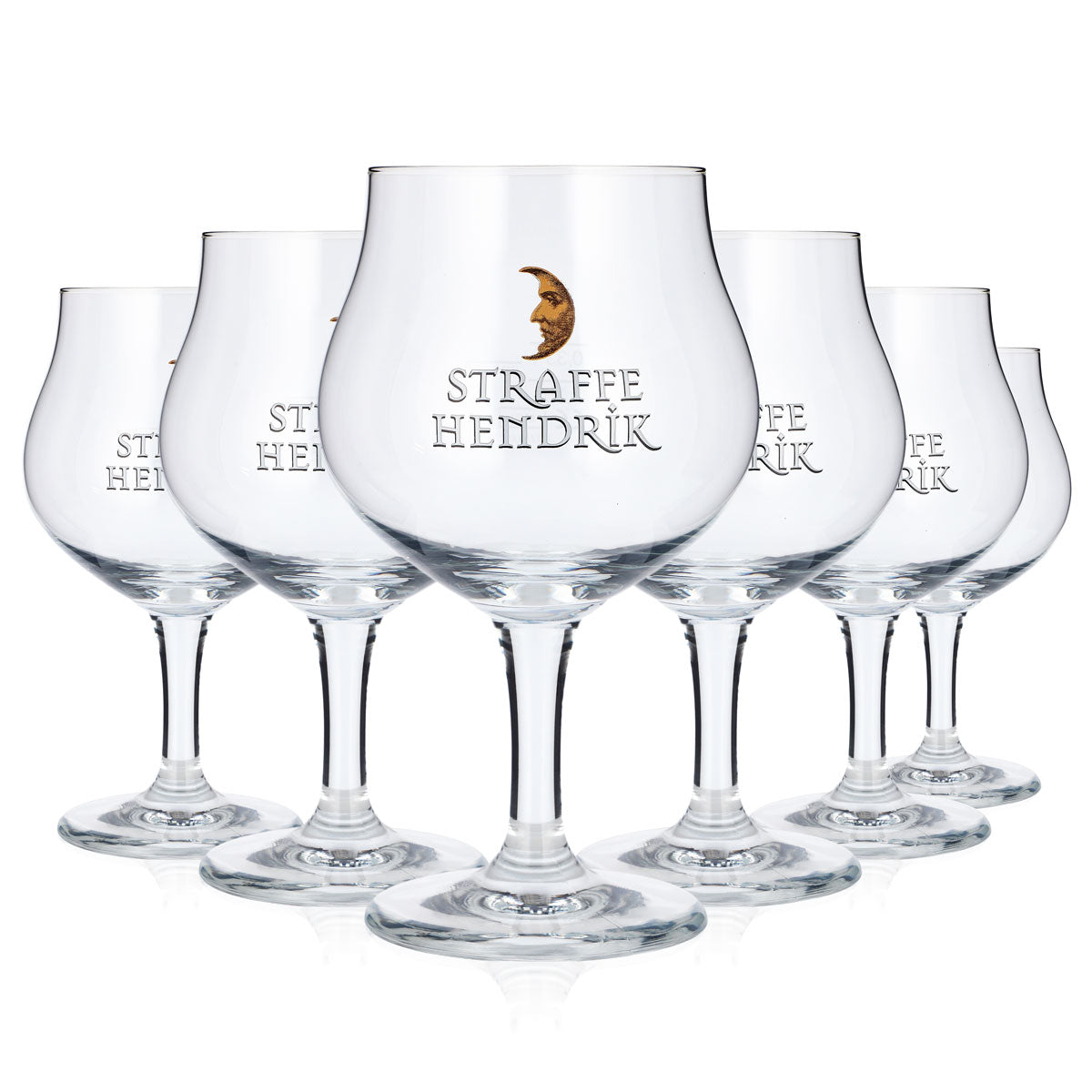 6 Straffe Hendrik Beer Glasses, 0.57 L, Goblet-Style, Half-Moon Shape (Set of 6)