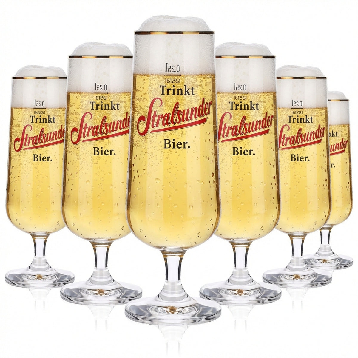 6x Stralsunder beer glasses Beer glasses 0.25 l Goblet Gold rim Rastal Perl