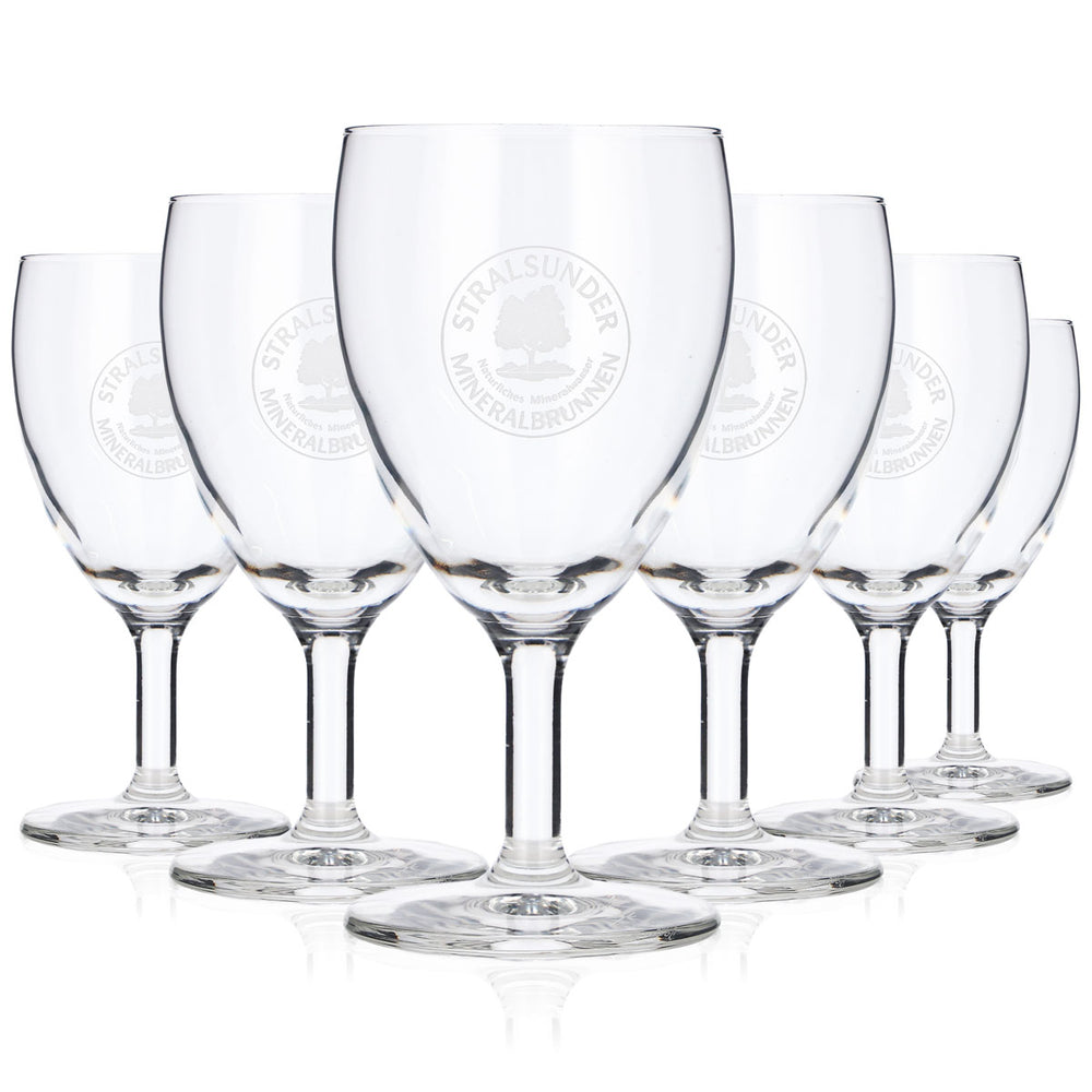 6x Stralsunder glass 0.16l mineral water sparkling soda goblet glasses set, catering