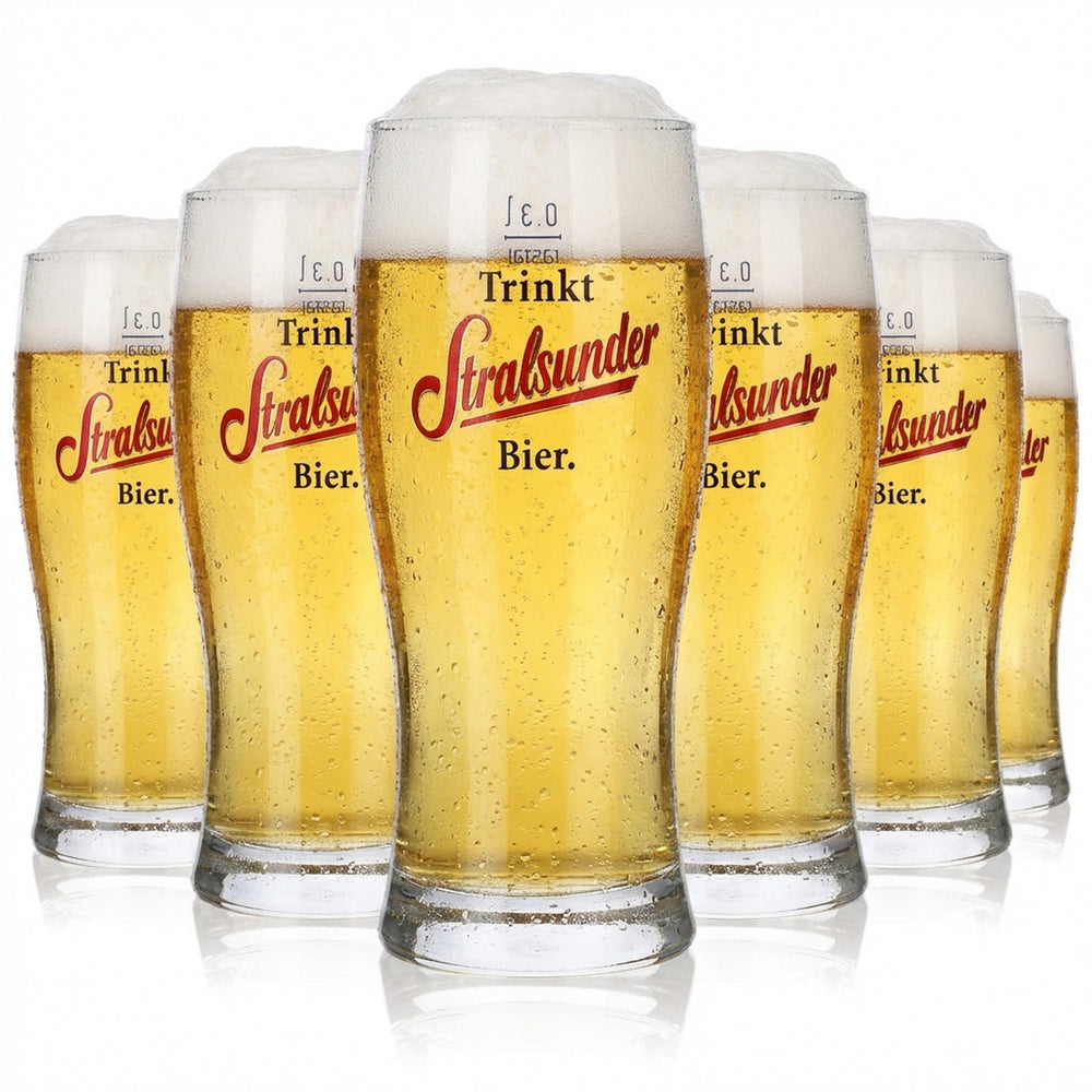 6x Stralsunder glass 0.3l Willi beer glasses set Hanseatic brewery