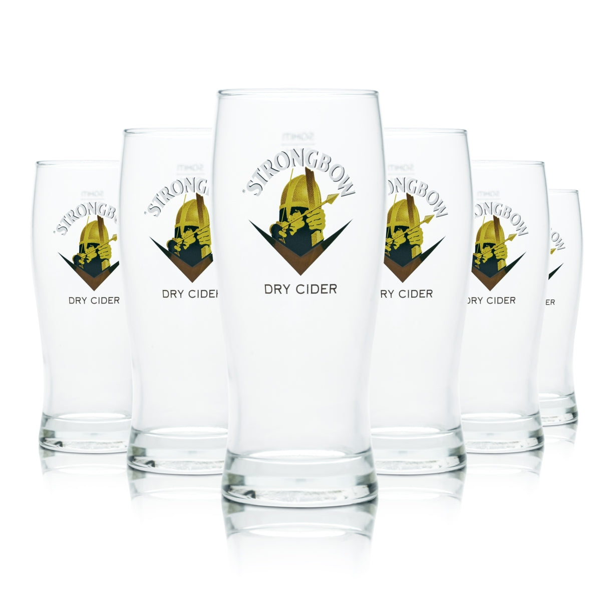 6x Strongbow Glass 0.3l Trophy Pint Glasses Dry Cider Apple Beer Gastro Calibrated UK