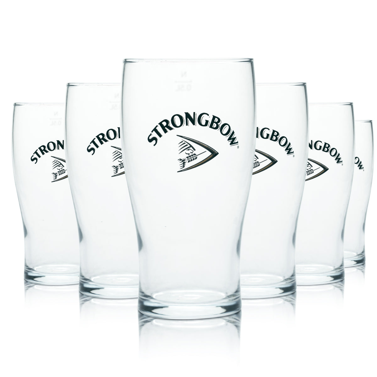 6x Strongbow Glass 0.5l Pint Cup Cider Glasses Apple Beer Brewery Gastro