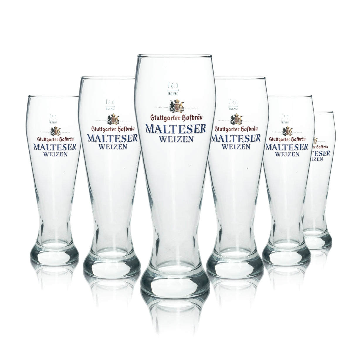 6x Stuttgart Hofbräu beer glass 0.5l Malteser wheat beer glasses Brewery