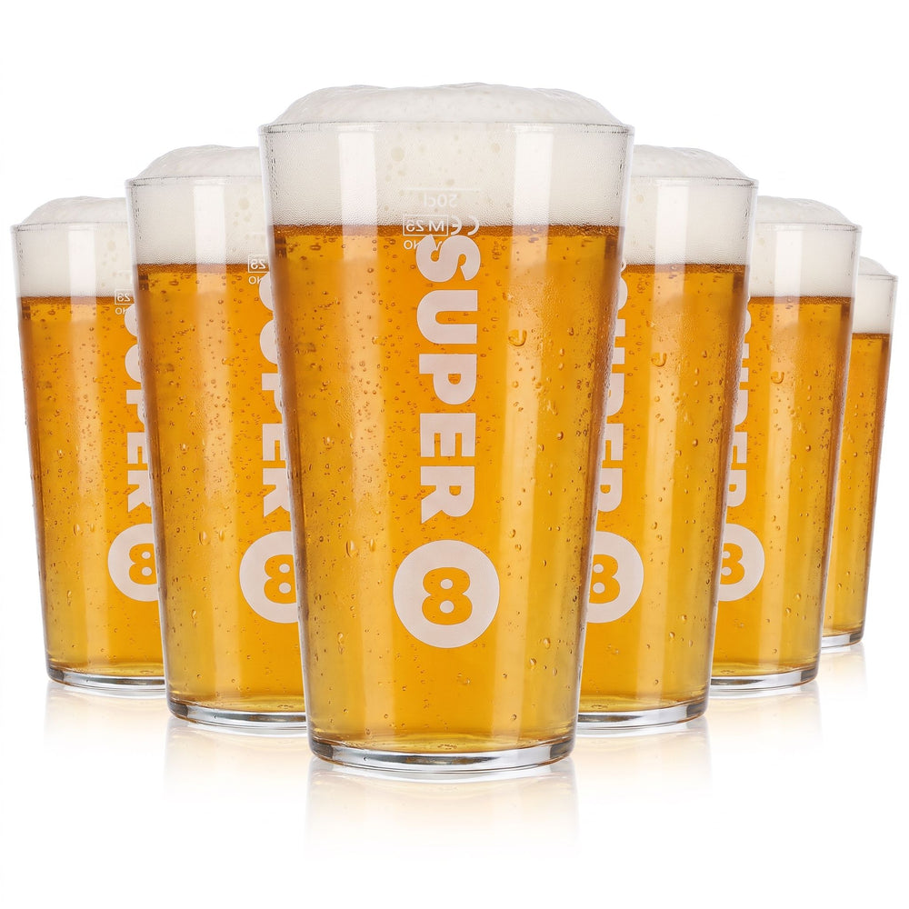 6 Super 8 Beer Glasses, 0.5 L, Ayano Vivrila
