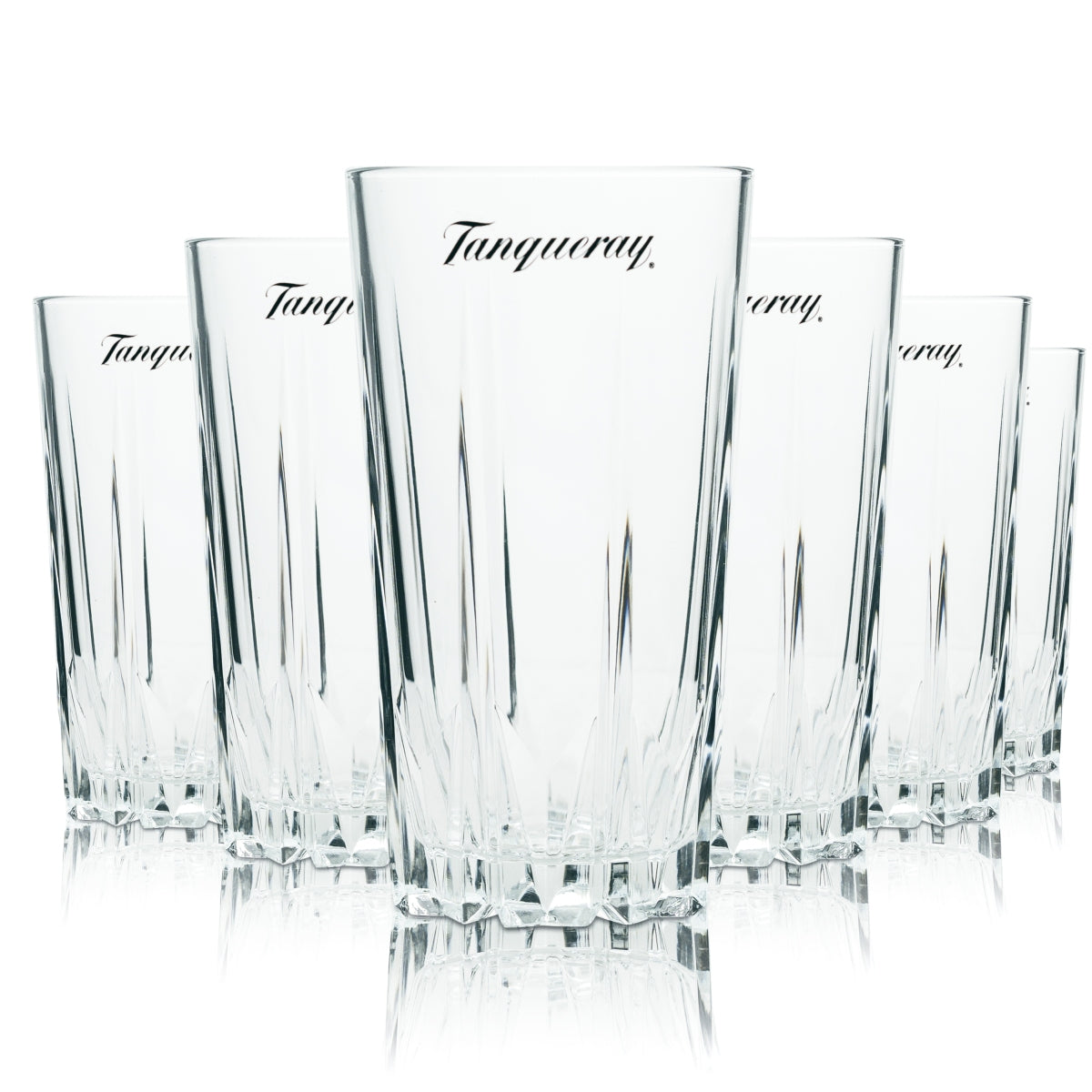 6x Tanqueray Gin Glass 0.4l Long Drink Relief Cocktail Glasses Tonic Contour Ribbed