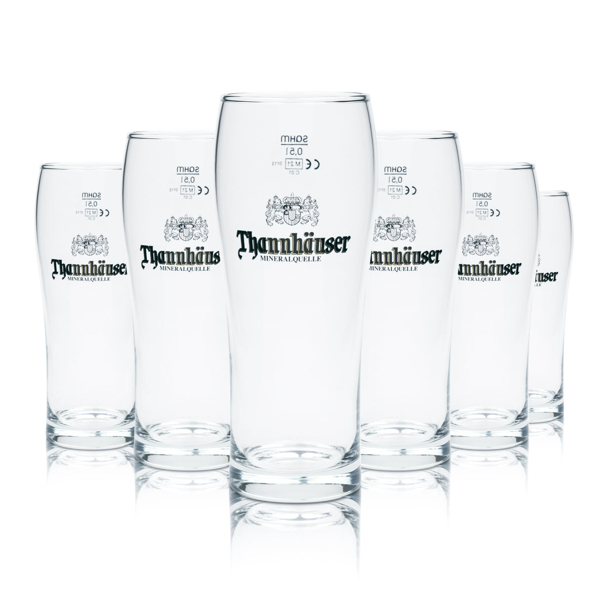 6x Thannhäuser Beer Glass 0.5l Willi Becher Grazer Radel Mineral Spring Cup Beer