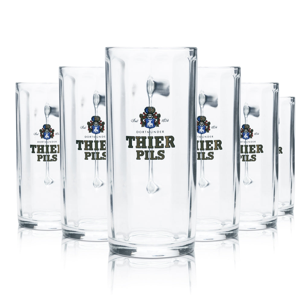 6x Thier Beer Glass 0.4l Mug Tankard Seidel Glasses Gastro Brewery Pils Dortmund