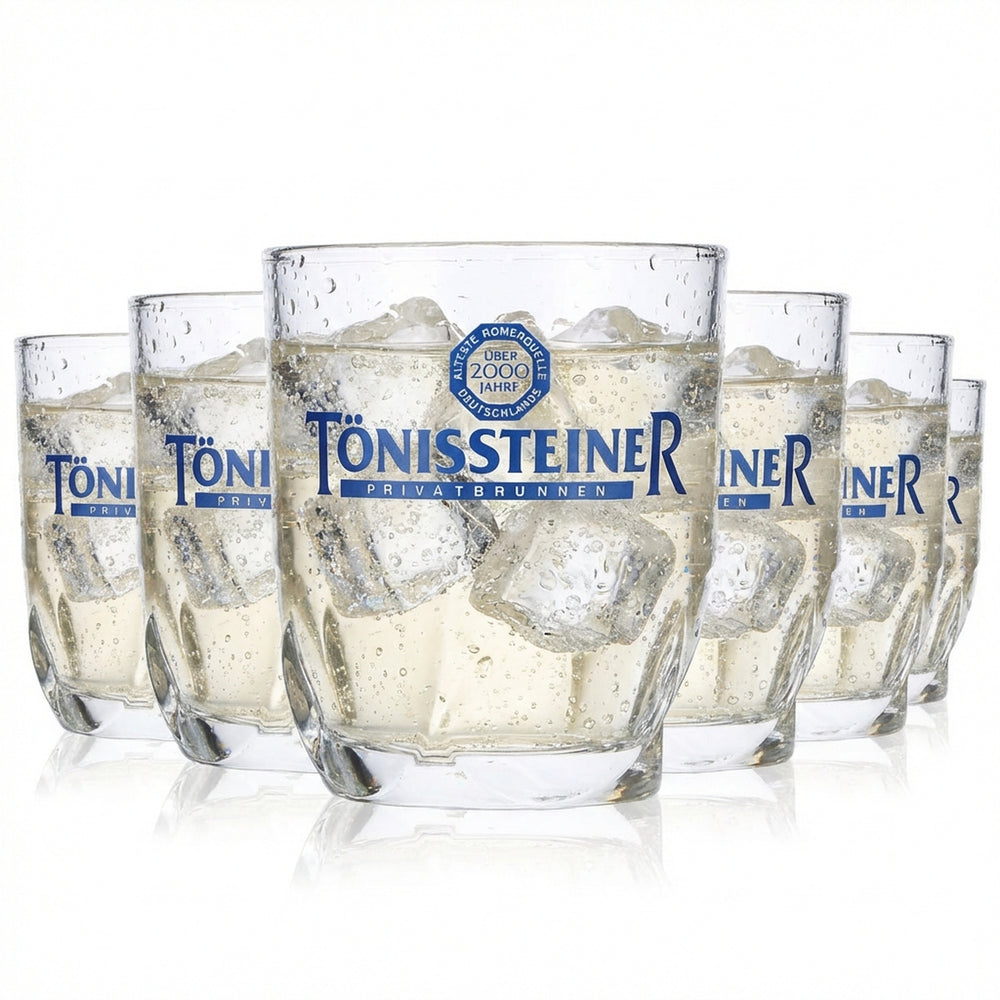 6x Tönissteiner water glass 0.1l tumbler water glasses blue logo