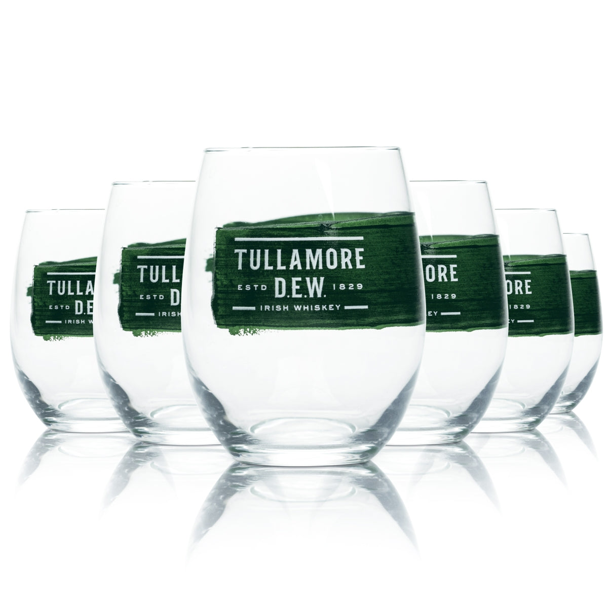 6x Tullamore Dew Glass 0.35l Tumbler Whiskey Glasses Blended Irish Distillery