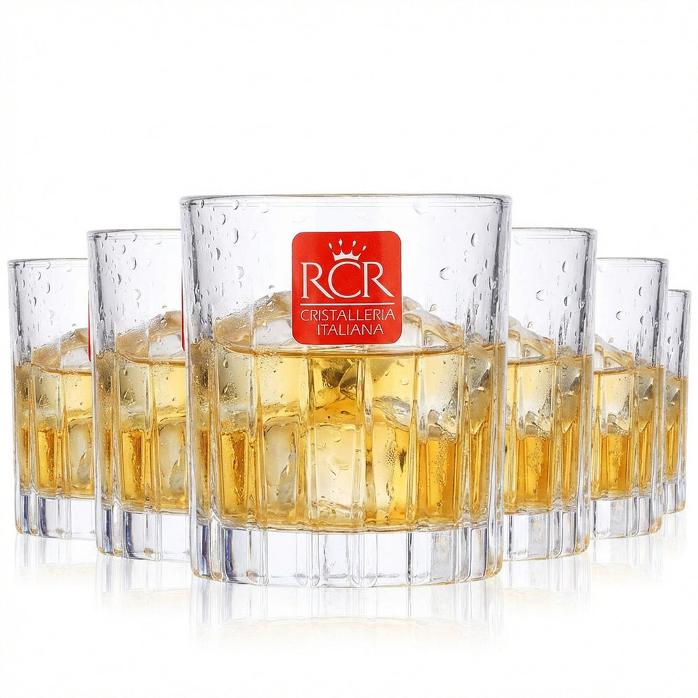 6x Tullamore Dew Glass Whiskey Tumblers with Relief Crystal Cut Timeless Glasses