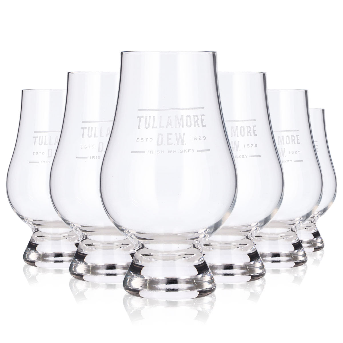 6 Tullamore Dew Whiskey Glasses, 0.32 L, White Logo Tumblers
