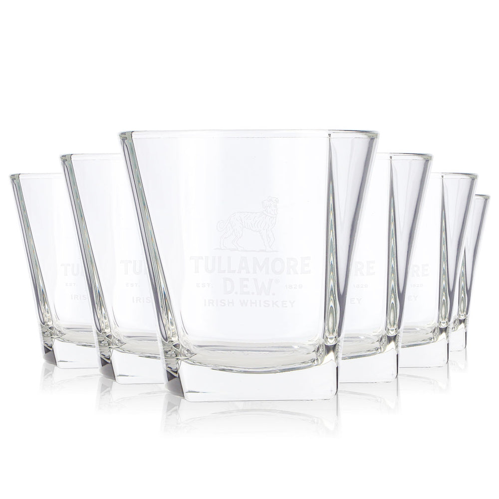 6 Tullamore Dew Whiskey Glasses, 0.3 L Tumblers, Old Fashioned Whiskey Glasses (Set of 6)