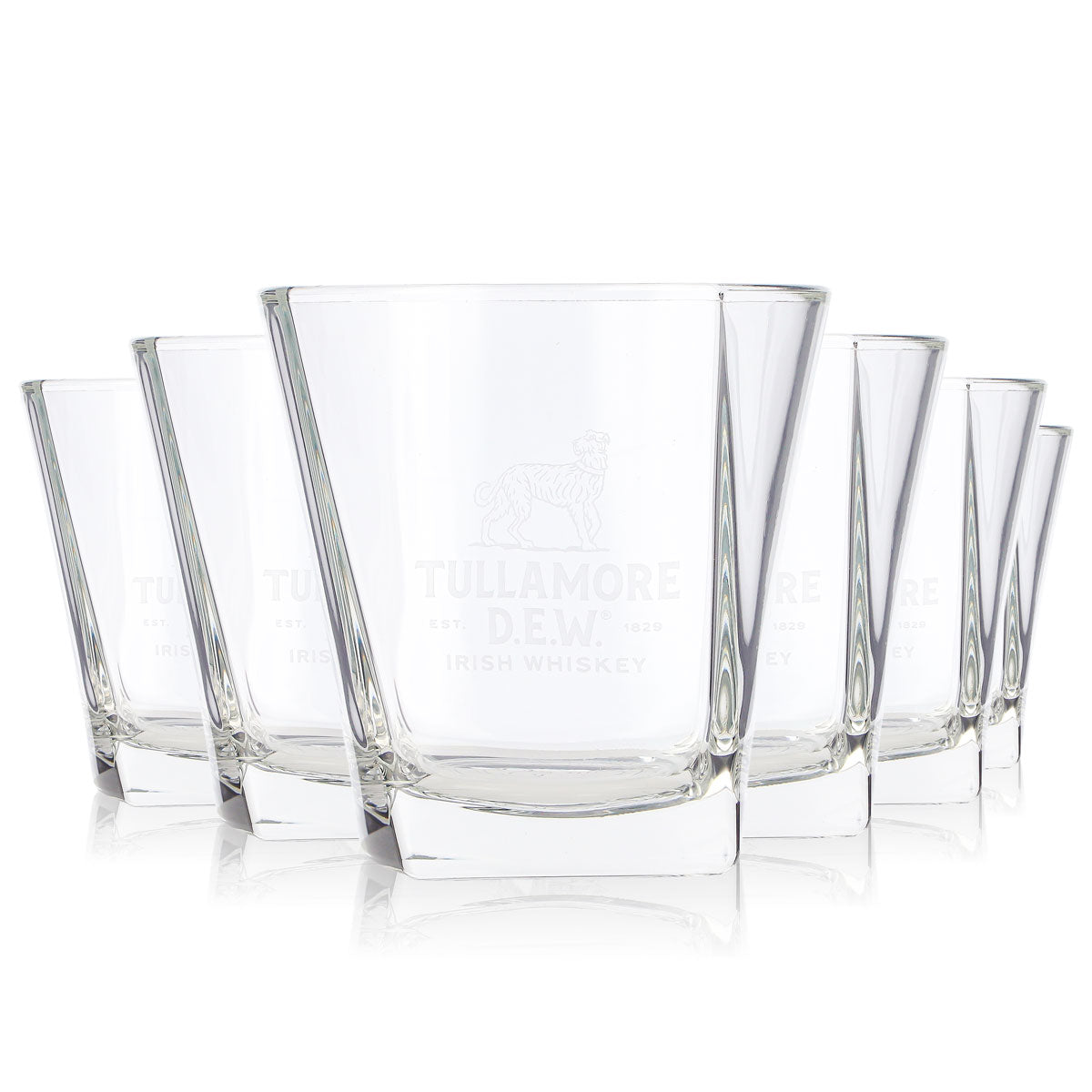 6 Tullamore Dew Whiskey Glasses, 0.3 L Tumblers, Old Fashioned Whiskey Glasses (Set of 6)