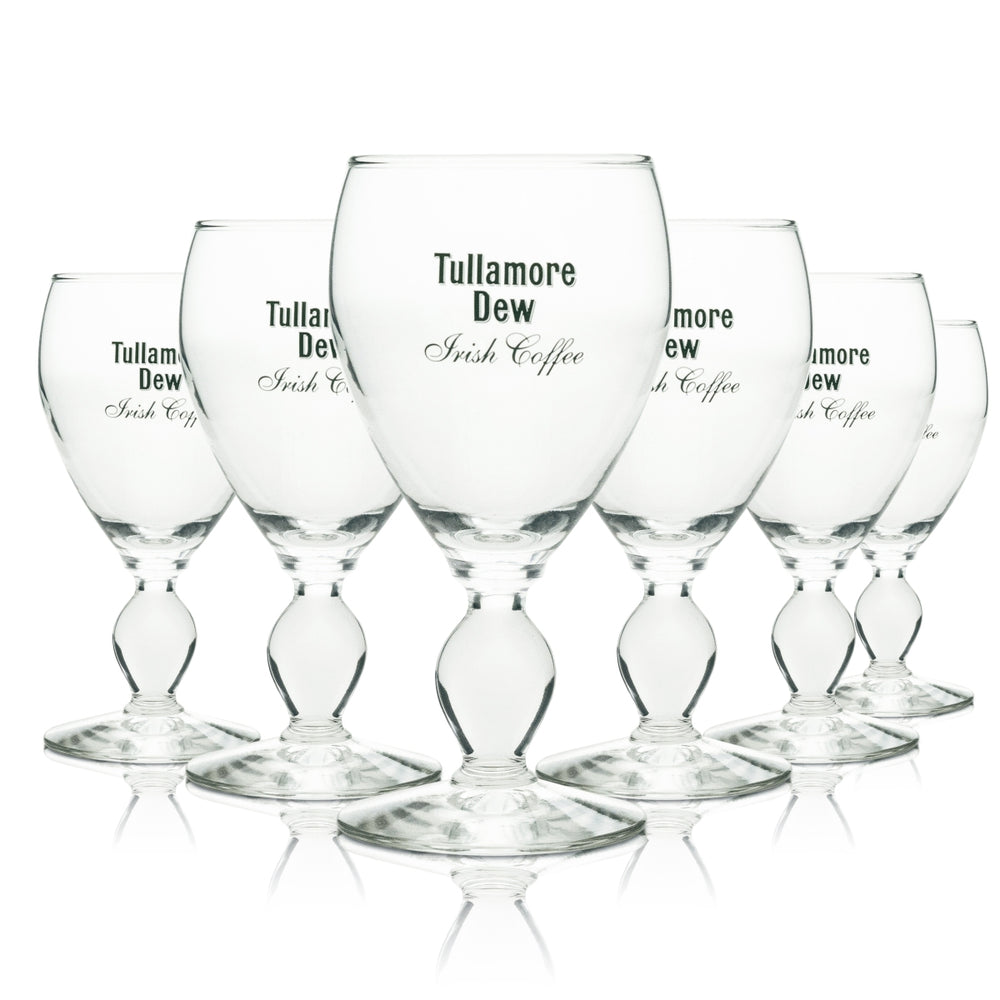 6x Tullamore Dew Whiskey Glass Irish Coffee Logo Green