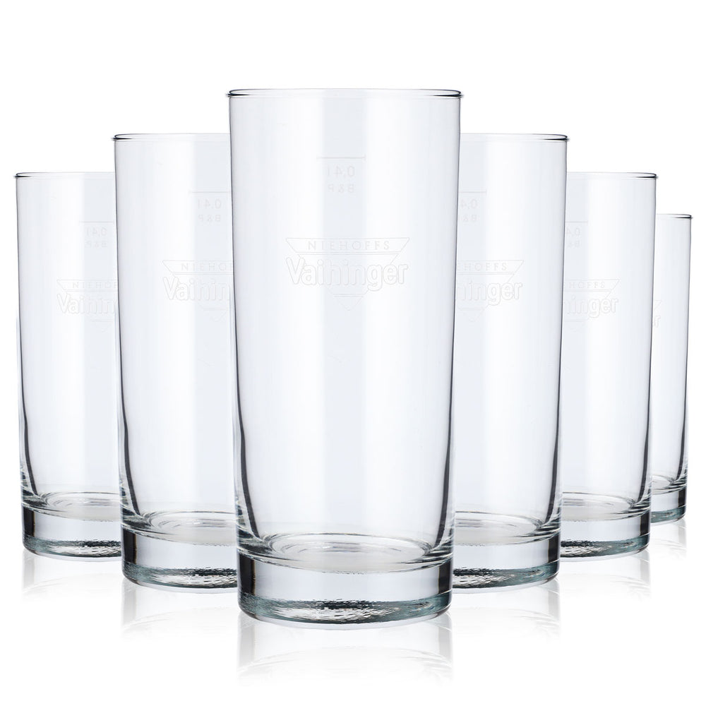6 Vaihinger Juice Glass Cups, 0.4 L, with Niehoffs Vaihinger Logo (Set of 6)