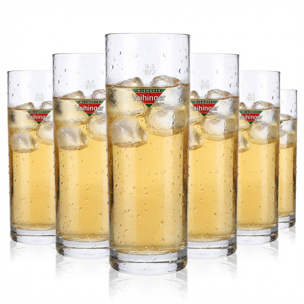 6x Vaihinger juice glasses Juice glasses 0.4 l Willi_Becher Colored logo