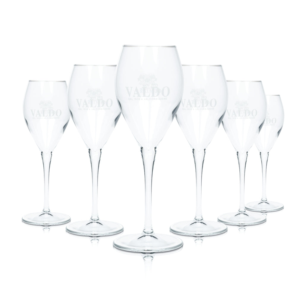 6x Valdo Prosecco Glass 0.26l Champagne Flute Glasses Sparkling Wine Gauge Mark 0.1l Catering