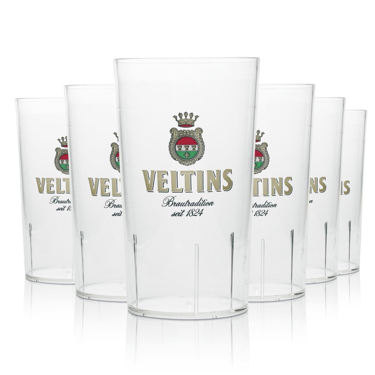 6x Veltins beer cups, reusable, 0.3 l, stackable