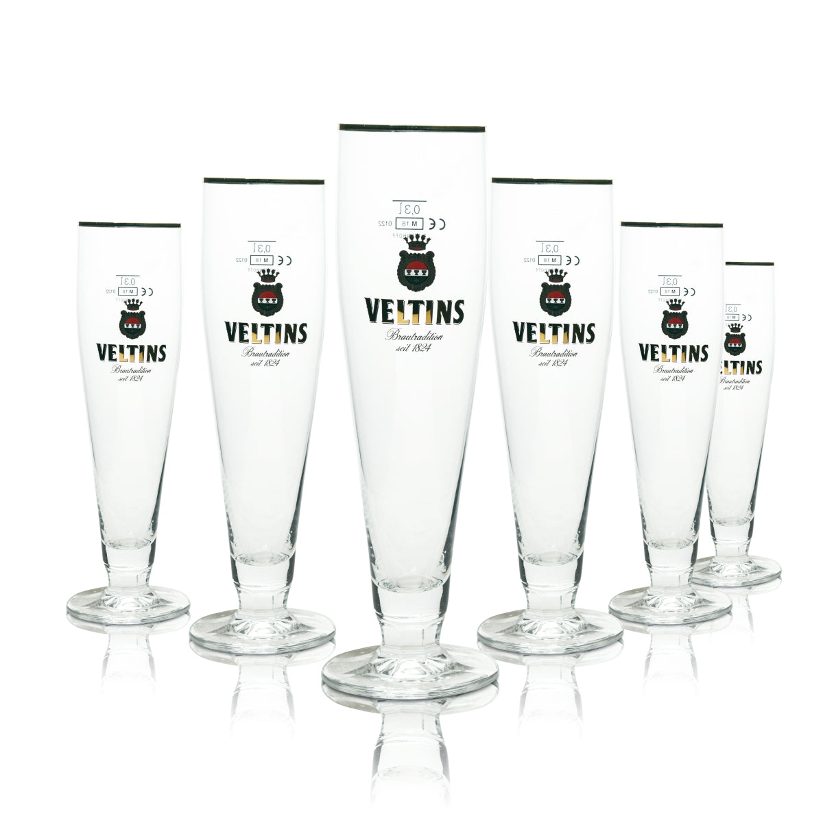6x Veltins Beer Glass 0.3l Goblet Gold Rim Ritzenhoff Tulip Glasses Pilsner Export