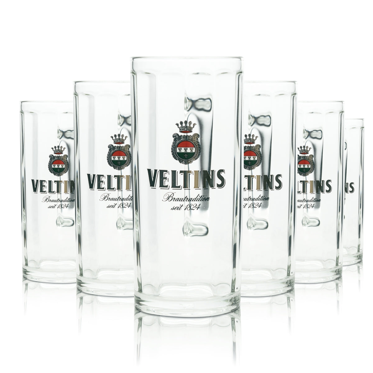 6x Veltins beer glass 0.4l mug Moldau Sahm Seidel handle glasses Pils Export Beer