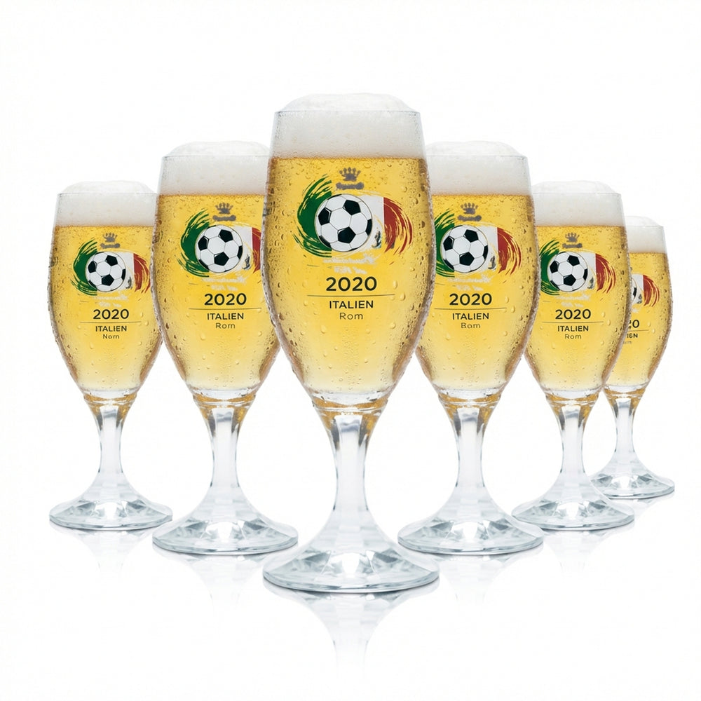 6x Veltins 0.2l beer glasses, tulip shape, Euro 2020 Italy soccer cup