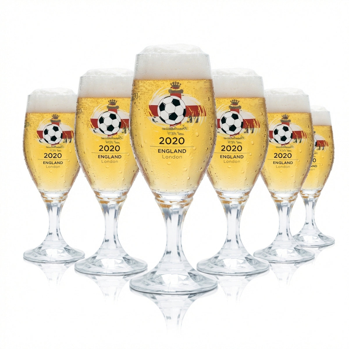 6x Veltins 0.2l beer glasses, tulip shape, Euro 2020 England soccer cup