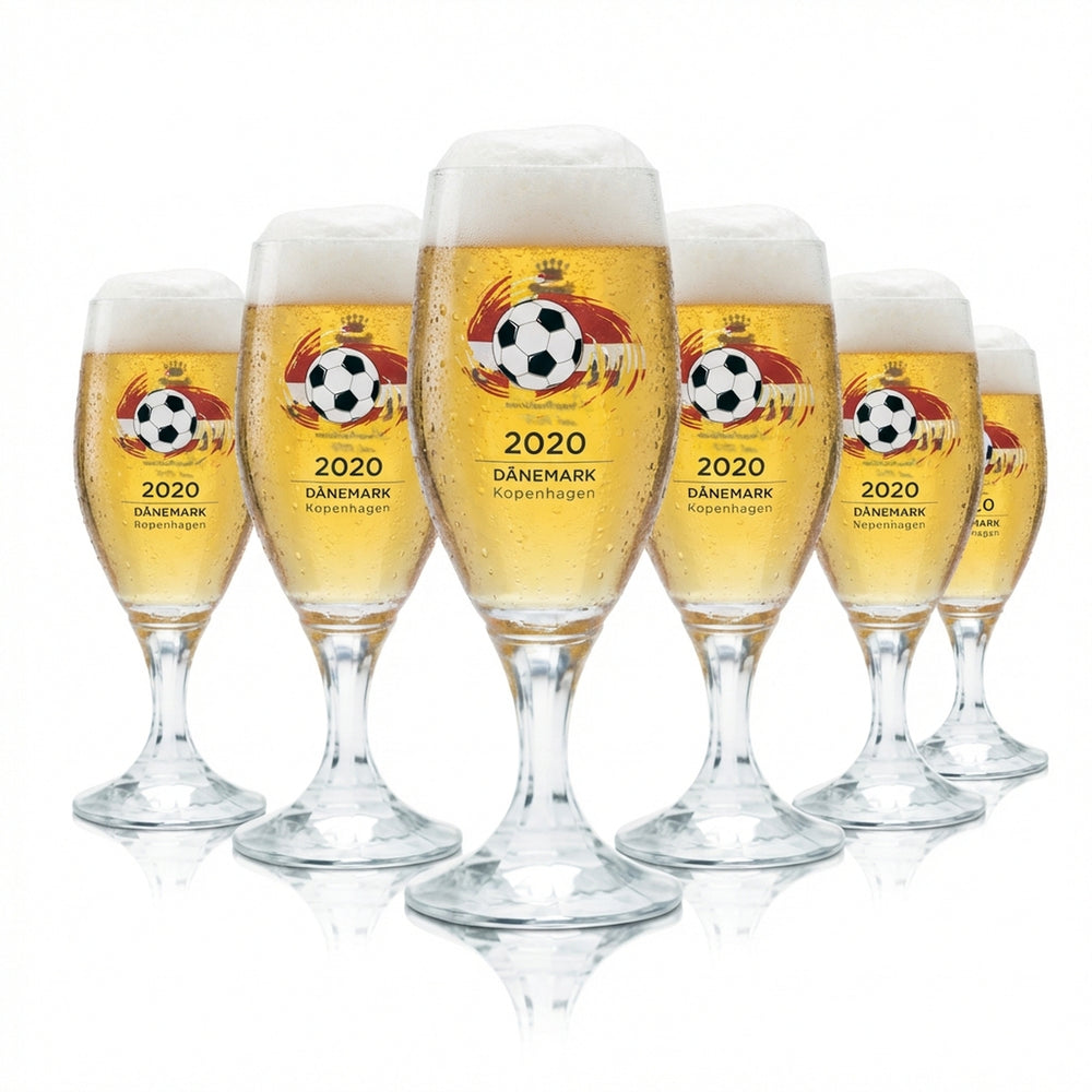 6x Veltins 0.2l beer glasses, tulip shape, Euro 2020 Denmark soccer cup