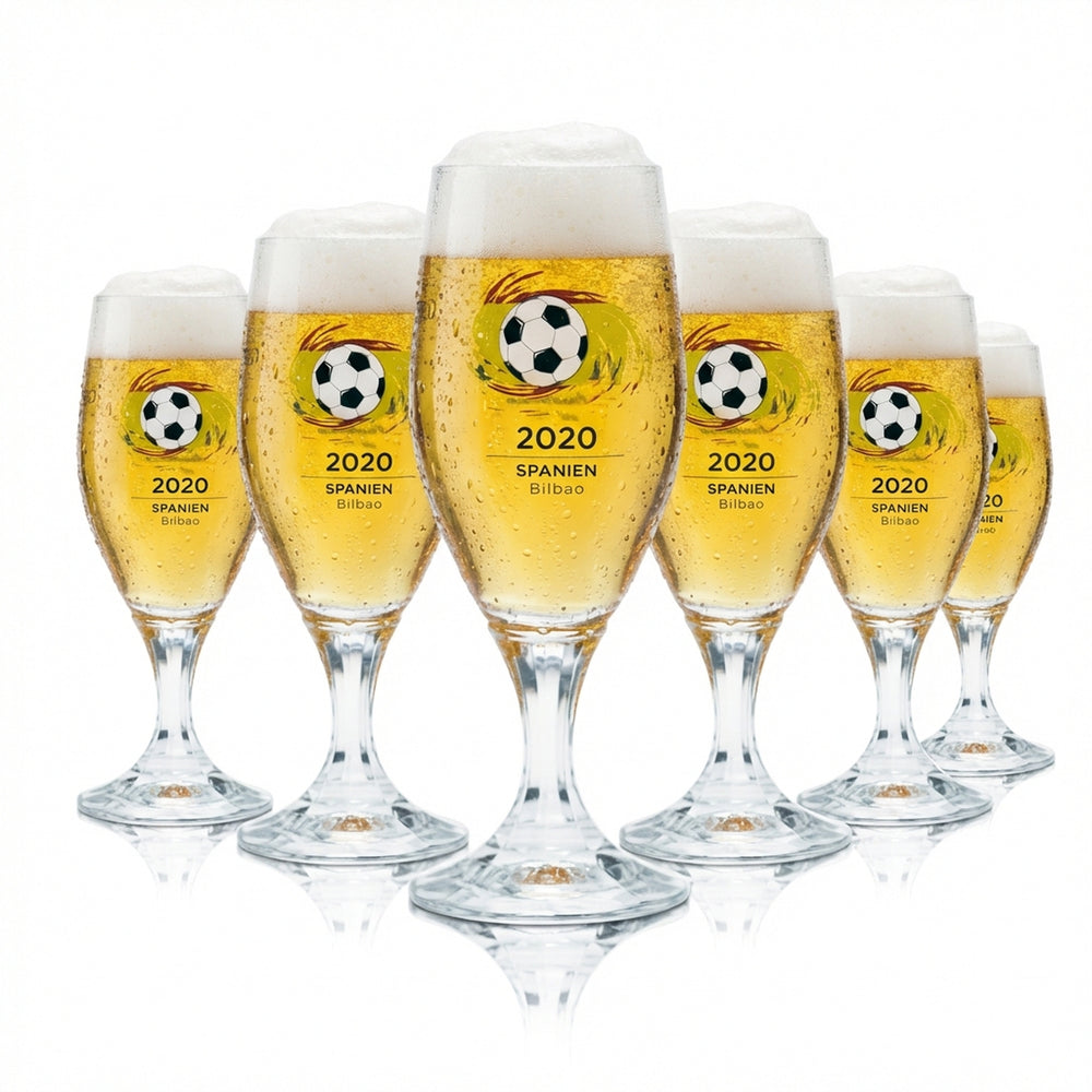 6x Veltins 0.2l beer glasses, tulip shape, Euro 2020 Spain soccer cup