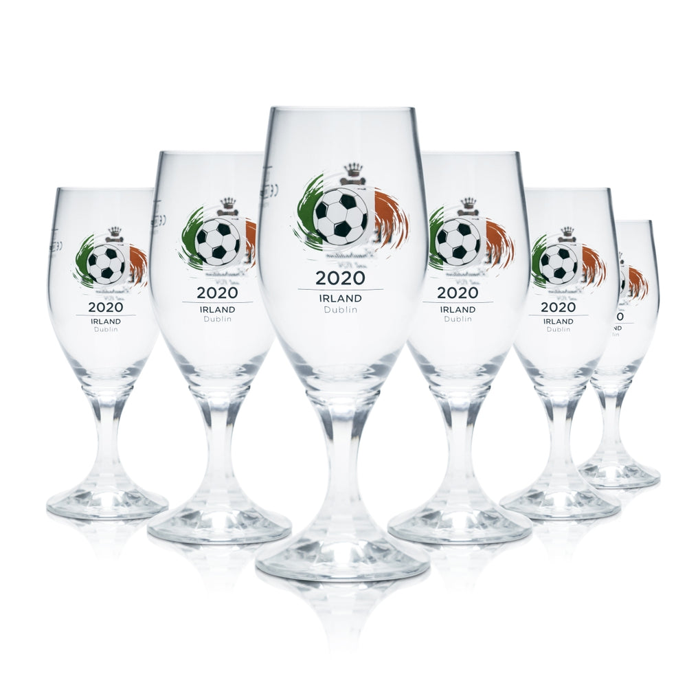 6x Veltins 0.2l beer glasses, tulip shape, Euro 2020 Ireland soccer cup