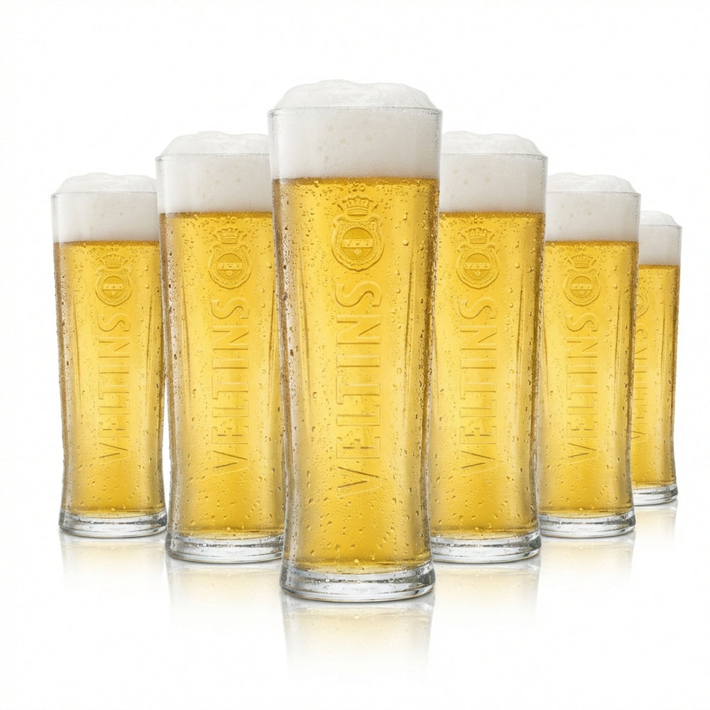 6x Veltins 0.3l beer glasses, contoured cup, calibrated, catering, pub, pilsner
