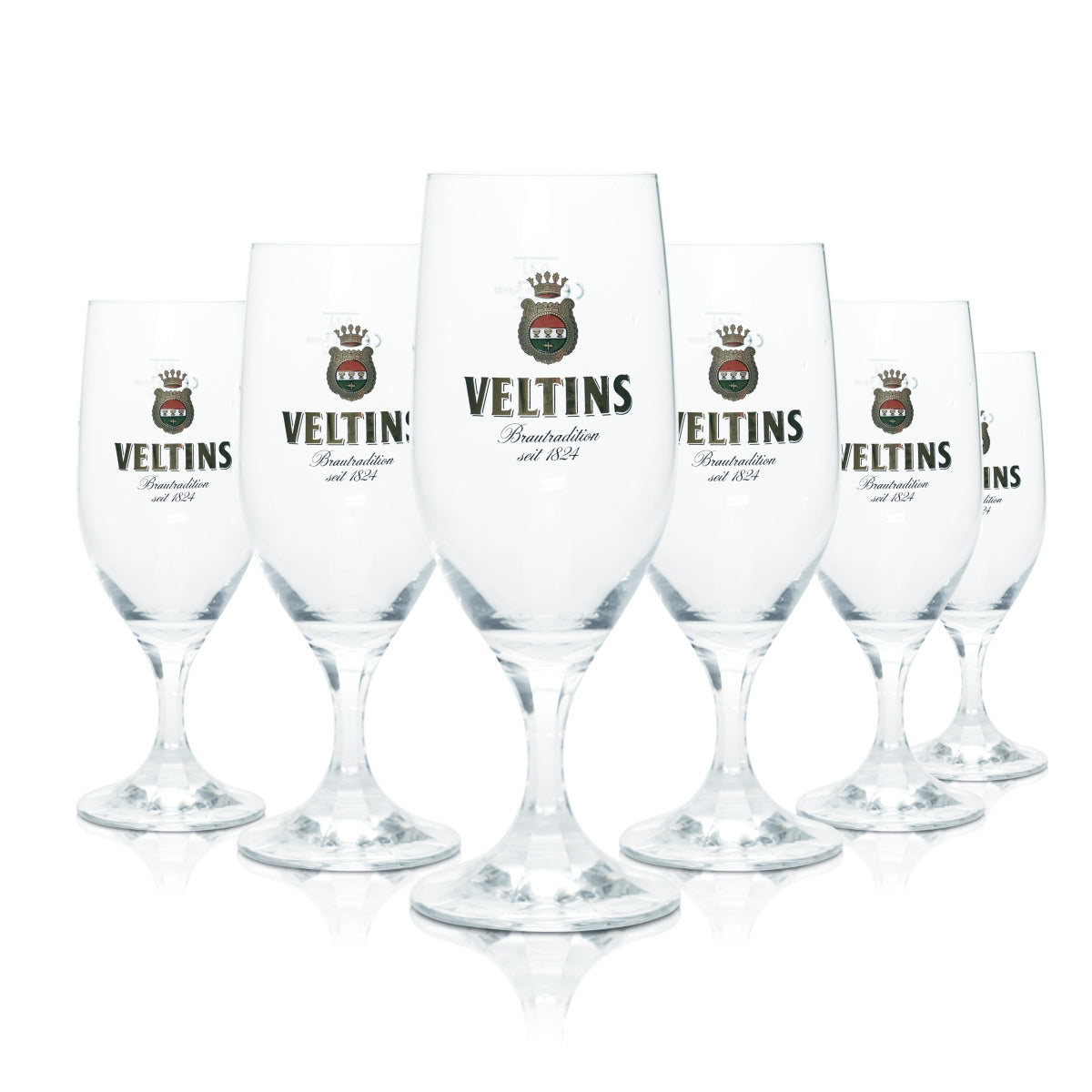 6x Veltins 0.4l beer glass Pilsener tulip glasses Brewery Gastro Calibrated V+