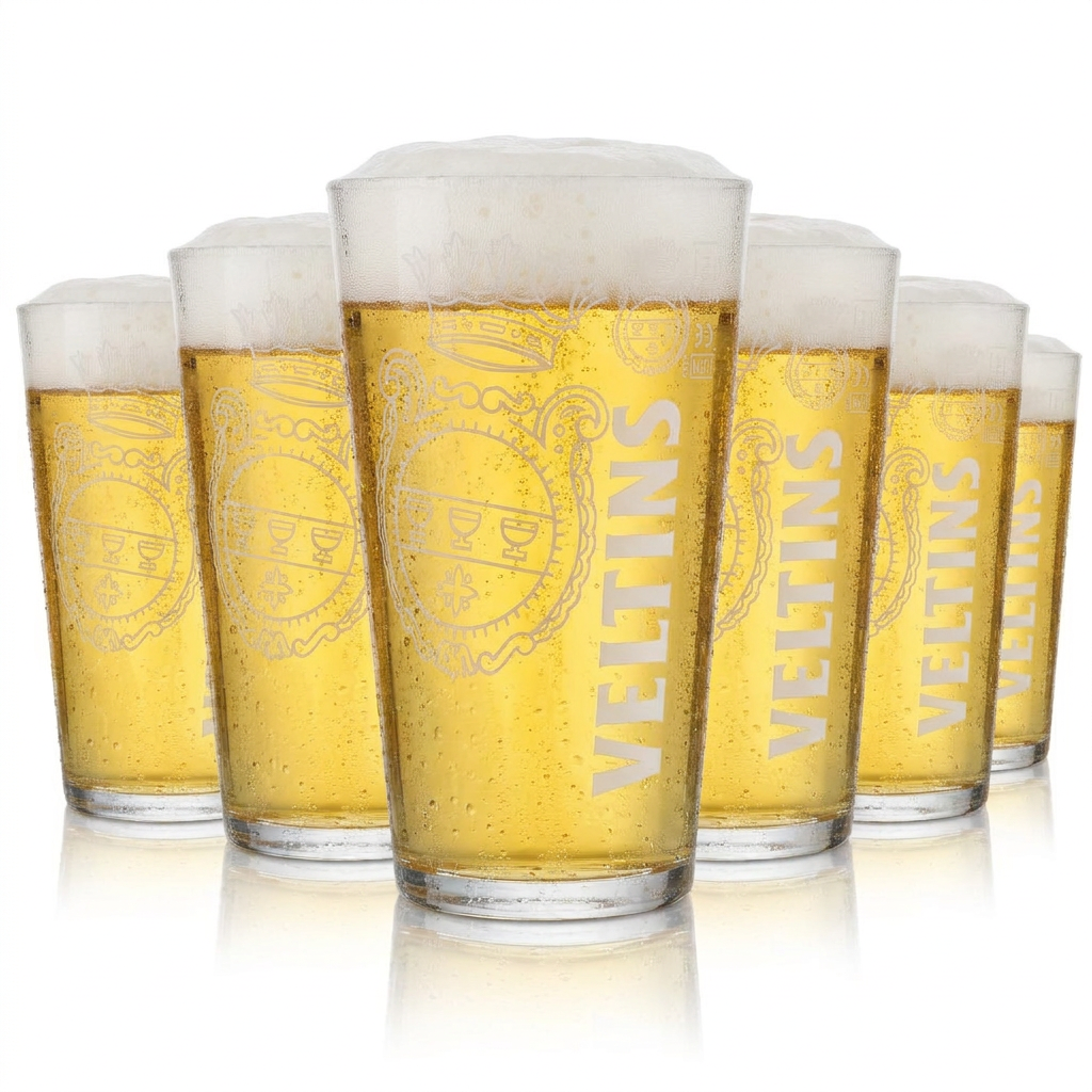 6x Veltins glass 0,5l beer glass Willi mug drinking glass set brewery gastro