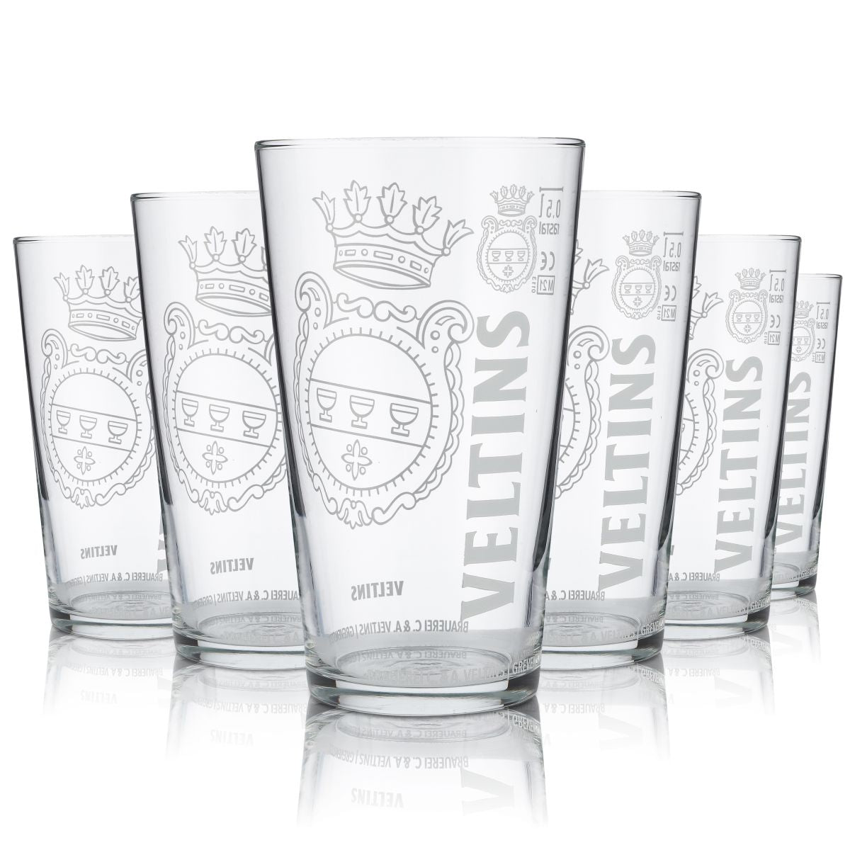 6x Veltins glass 0,5l beer glass Willi mug drinking glass set brewery gastro – View 3