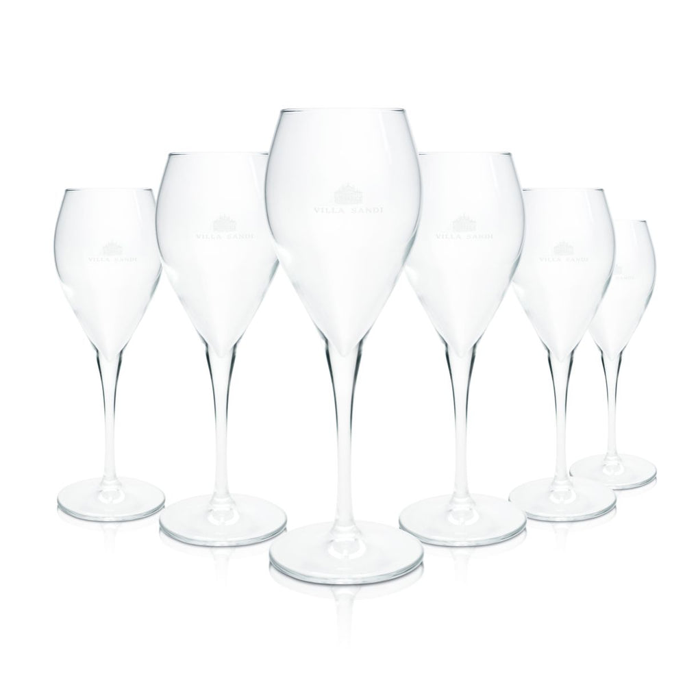 6x Villa Sandi Glass 0.1l Prosecco Glasses Champagne Flute Champagne Goblet Sparkling Wine Bowl