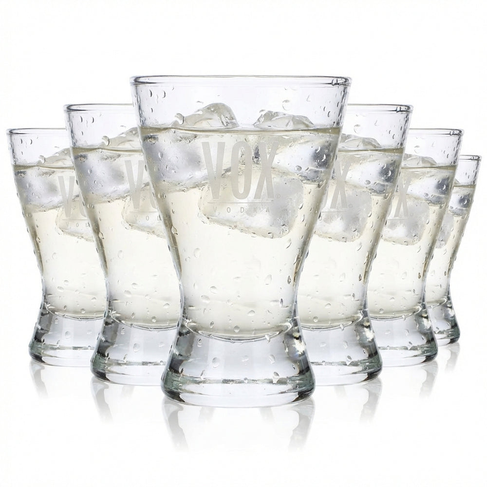 6x Vox Vodka Glass 2cl/4cl Shot Stamper Short "Helsinki" Shot Glasses
