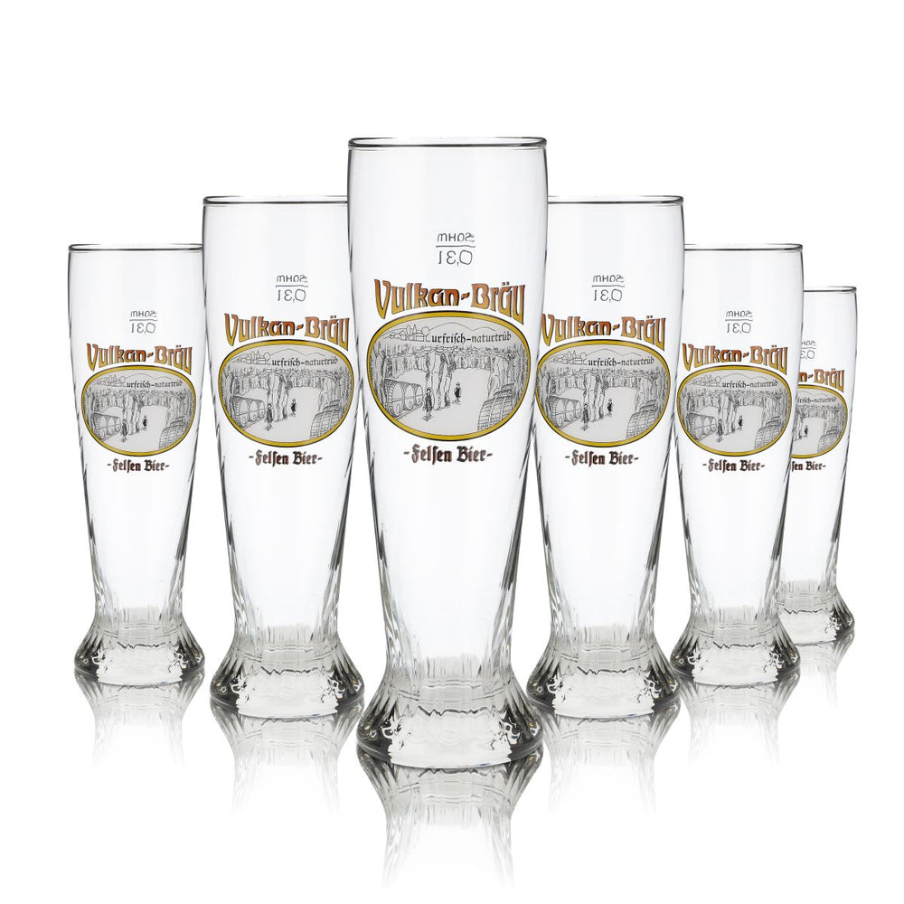 6x Vulkanbräu glass 0.3l wheat beer glass Hefeweizen glass set Eifel brewery