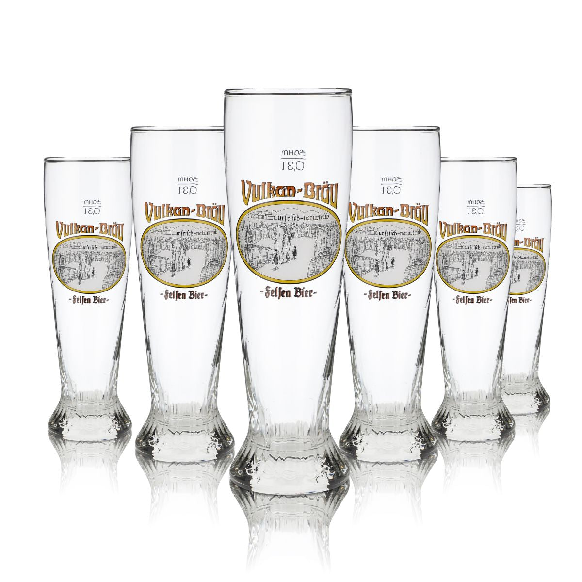 6x Vulkanbräu glass 0.3l wheat beer glass Hefeweizen glass set Eifel brewery
