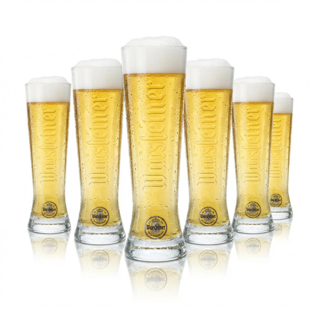 6x Warsteiner beer glass 0.25 l trophy cup tulip glasses, catering, bar, pub, pilsner