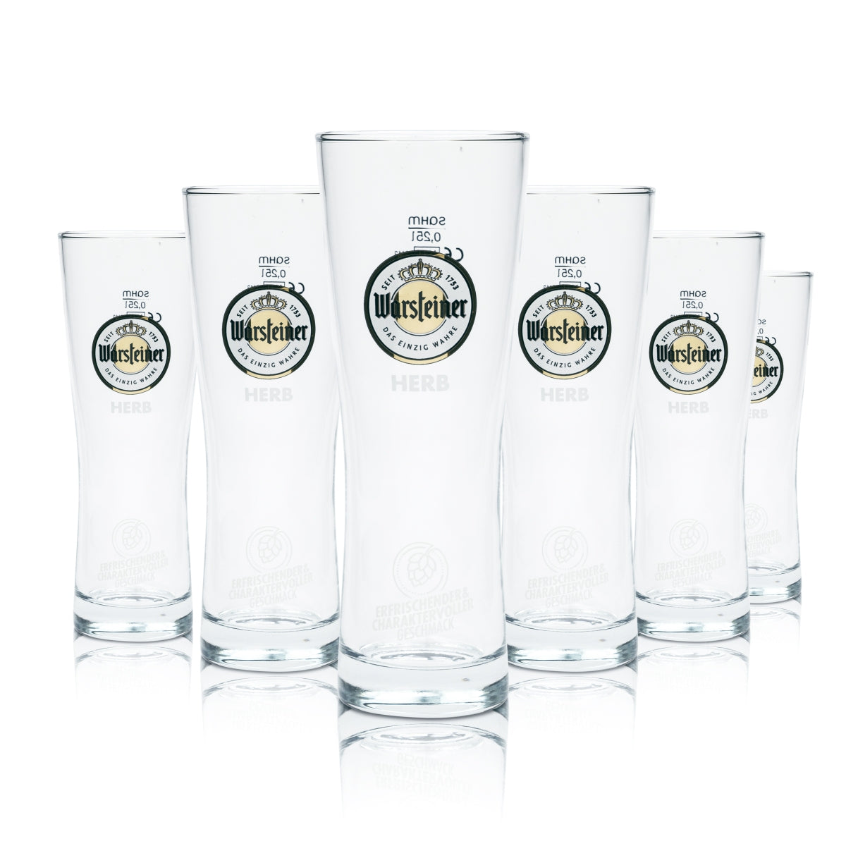 6x Warsteiner Beer Glass 0.25l Goblet Herb Cup Glasses Tulip Bar Mug Willi