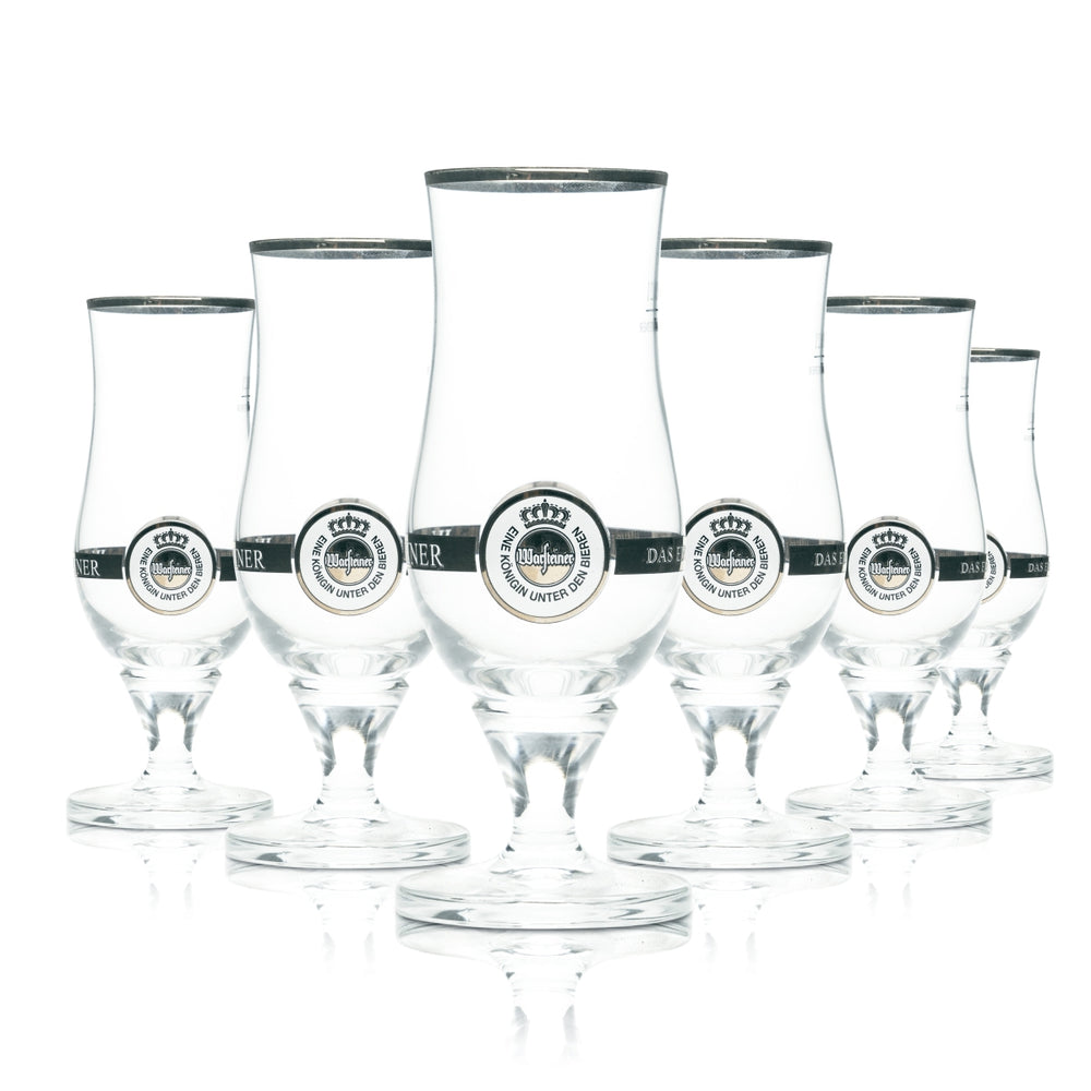 6x Warsteiner beer glass 0.2 l exclusive trophy tulip gold rim glasses gastro pils
