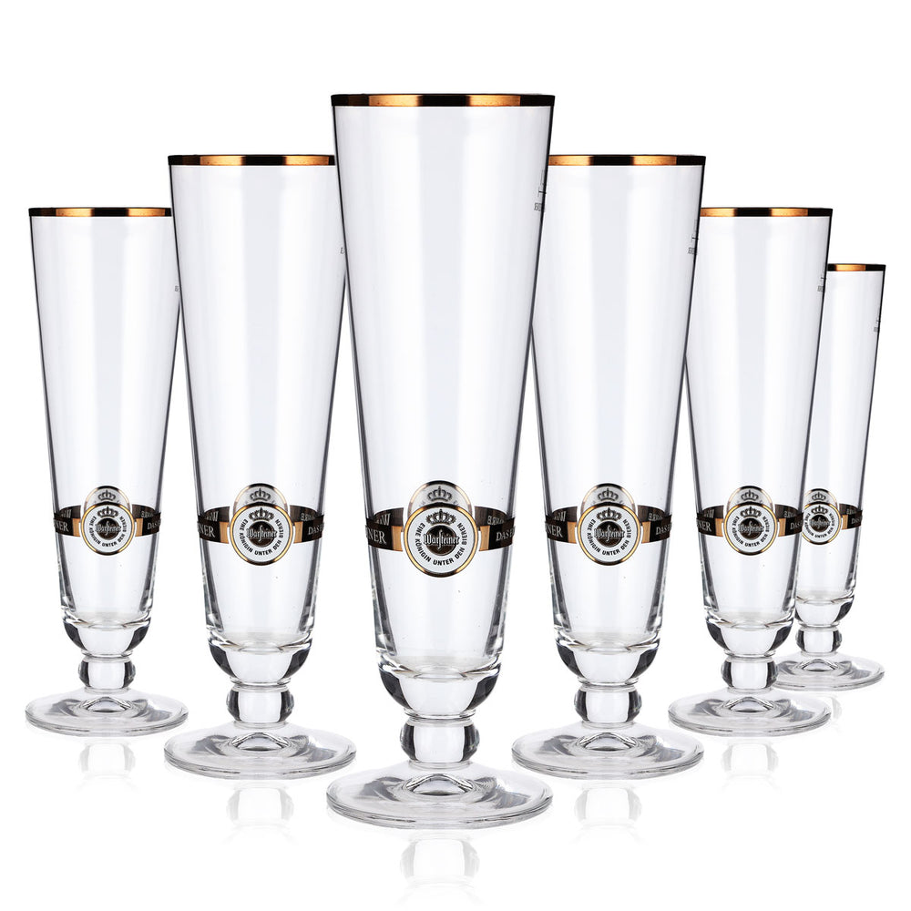 6 Warsteiner Beer Glasses, 0.2 L, Trophy Shape, Bronze, with Logo