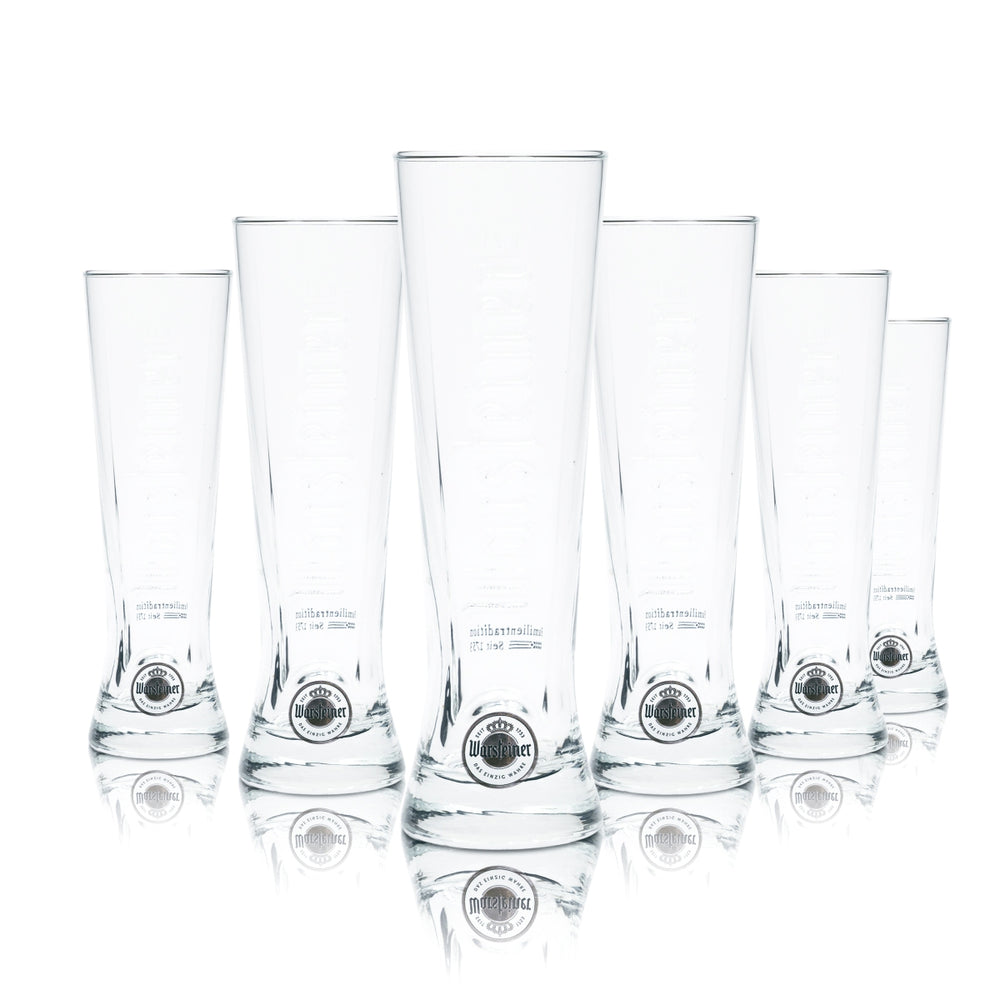 6x Warsteiner beer glass 0.2 l premium cup glasses mug relief trophy tulip stem
